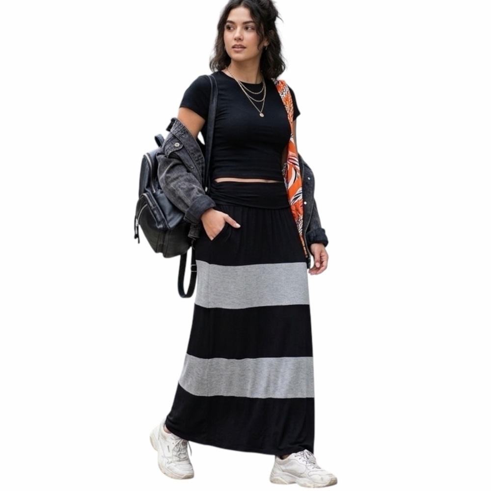 NWT AB Studio Striped Maxi Skirt | Y2K Whimsigoth Alt Baddie Vibe - Medium